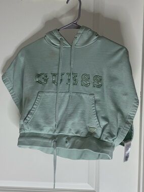 GUESS Short Pullover Hoodie in Mint Green